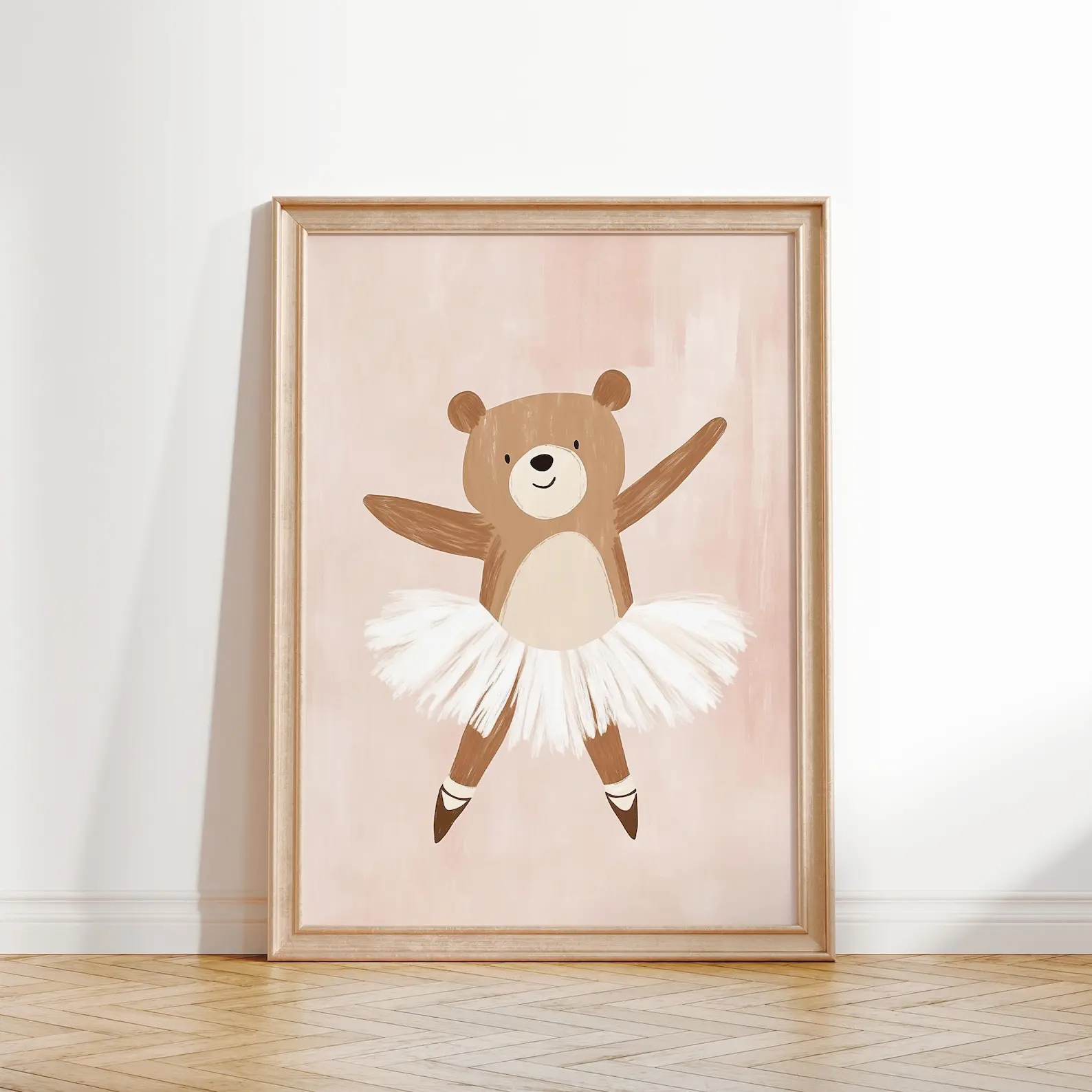 Ballerina Bear Wall Art Nursery Animal Print Girls Room Decor Ballet Poster Ballerina Baby Room Art Cute Bear Poster
