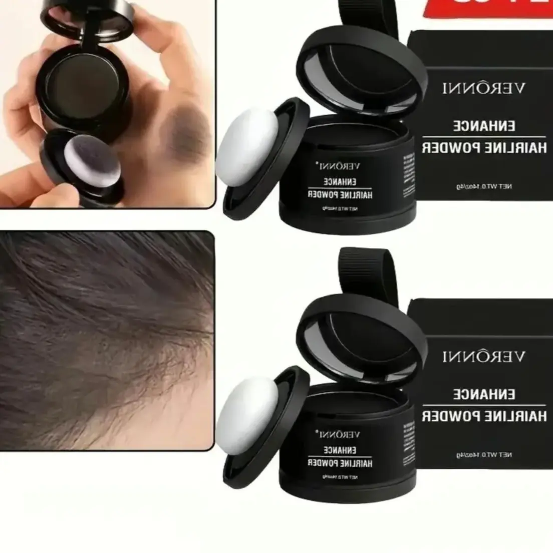 2 PCS  Hairline Powder Instantly Conceals Hair Loss Waterproof Root Touch Up Powder with Squalane for Natural Finish & Grey Touch Ups Hairline, Sideburns, and Forehead Hair Filling Powder