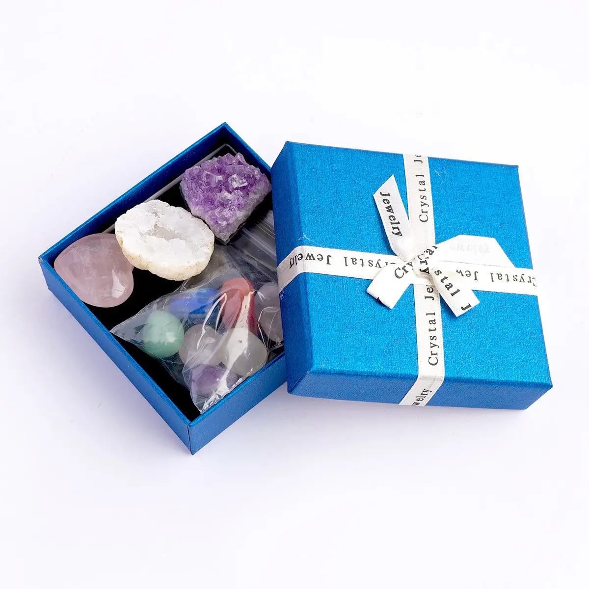 11pcs/set Natural Crystal Chakra Set, Chakra Healing Crystals, Chakra Healing Stones, Amethyst Cluster Agate Cave Selenite, Crystal Heart, Crystal Furniture Decoration Gift Set for Christmas Thanksgiving