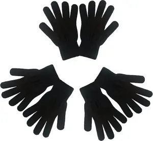 3 Pairs Magic Gloves Black Warm Winter Gloves for Teens Adults Men Women Cold Weather Work Gloves