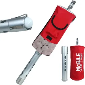 Mobile Pro Shop Golf Ball Collector Portable Shag Bag with Detachable Handle Holds 80 Balls Red Golf Ball Retriever