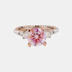 【149】Pink Synthetic Moissanite Rings - Chic, Stylish, Perfect for Occasions, Vibrant Color, Modern Elegance, Trendy Design, Ideal for Gifting