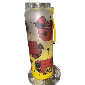 16_15oz Glass Sublimation Tumblers with Elegant Butterfly Design for Cold Beverages Customizable Kitchenware