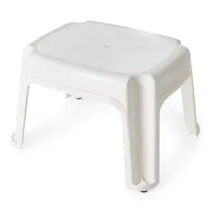 Gracious Living 9.5-Inch Sturdy Non Slip Plastic Single Level Step Stool, White