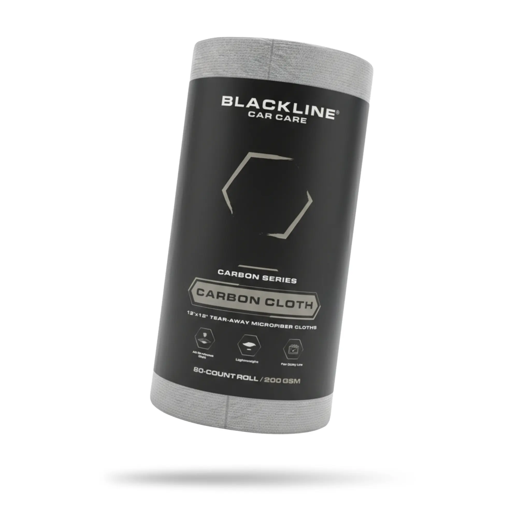 BLACKLINE Carbon Cloth Tear Away Microfiber Towels Roll | 80 Disposable 200 GSM Detailing Cloths for Car Interior Cleaning