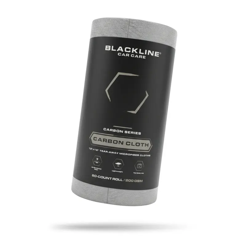 BLACKLINE Carbon Cloth Tear Away Microfiber Towels Roll | 80 Disposable 200 GSM Detailing Cloths for Car Interior Cleaning