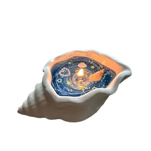 Starry Shell Aromatherapy Diffuser Decor, Conch-Inspired Plaster Ornament for Bedroom & Desk
