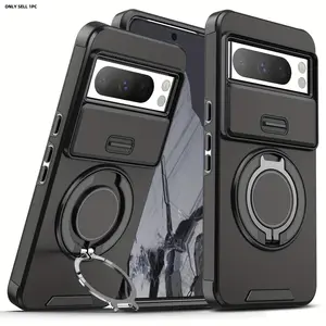 for Google Pixel 9Pro XL 9Pro 9A Pixel 8Pro 8A 7 Pro 7 Shockproof Protective 360° Rotating Metal Magnetic Ring Multi-Function Stand Phone Case with Sliding Lens Cover Protection