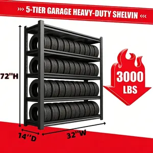 4 TIER 3000 LBS HEAVY DUTY METAL STORAGE SHELF 32 IN WIDE ADJUSTABLE GARAGE RACK FOR KITCHEN WAREHOUSE AND BASEMENT
