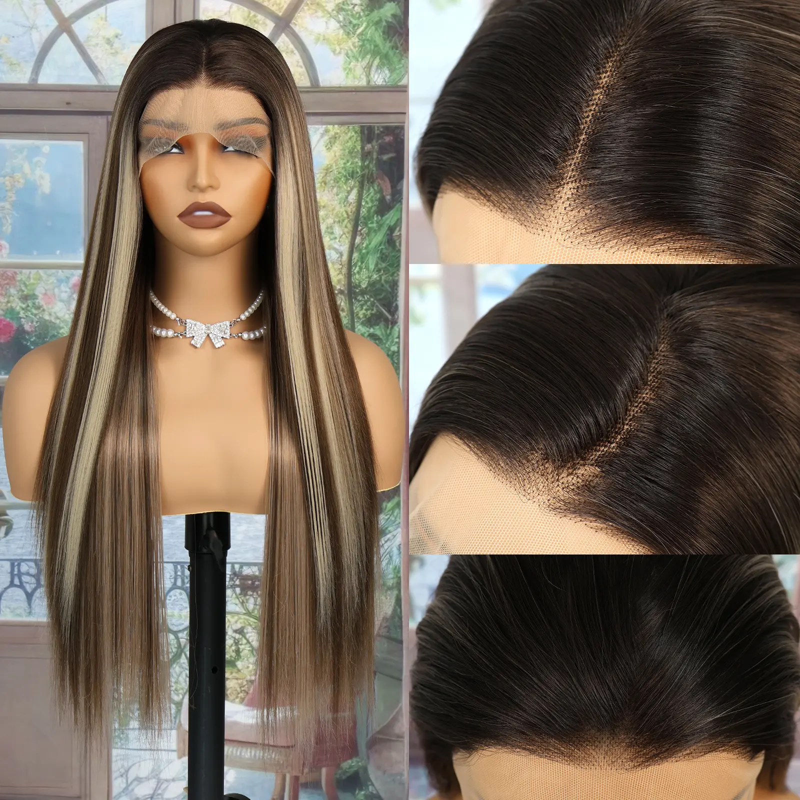 13x4 HD Lace Front Wig Straight Synthetic Pre-Plucked Beginner Friendly 28inch Women main image 3