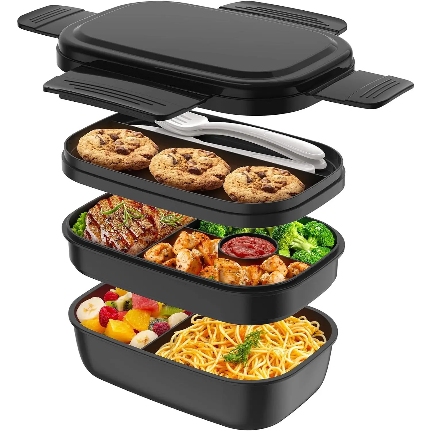 Bento Box Adult, Lunch Box Containers for Men Women with 8 Compartments, Lunch Containers with Utensils, 51 OZ/1900ML, Microwave & Dishwasher Safe