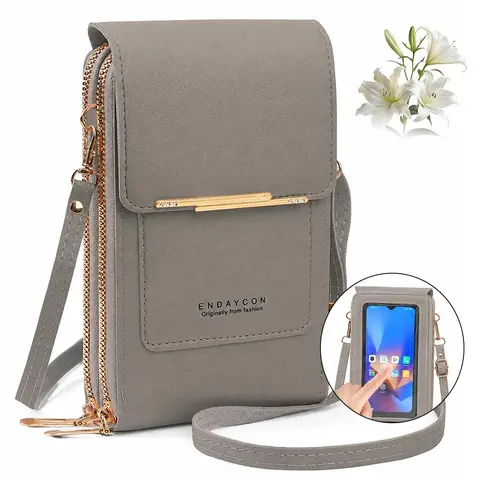Women's Plain PU Leather Crossbody Bag - Purses for Women with Adjustable Strap, Detachable Coin Pouch, Magnetic Closure, Secure Zipper, Touchscreen Window, Hands-Free Call Function, Ideal for Travel, Graduation Gifts