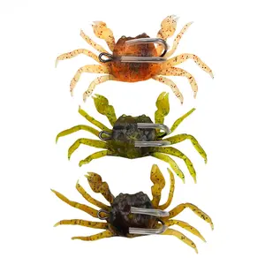 3pcs 10cm/3.94inch 3D Simulation Crab Soft Fishing Lures with Hooks - Realistic Artificial Baits, Long Throw Sinking Anti-Hanging Bottom Sea Fishing Stonefish Bait for Saltwater Winter Fishing - Ideal for Octopus & Crab Species3 Fishing Accessories
