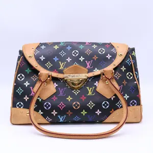 Pre-owned Louis Vuitton canvas Shoulder Bags Takashi Murakami x Monogram Multicolore Beverly GM Black Twins LDJ4300