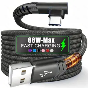 VICDONE USB C Cable, Electronic, 66W Type C Charger Fast Charging Right Angle USB C Cable for iPhone 17 16 15, for Carplay, for Galaxy S10+ S10 S9, for Note 10 9, for LG V30, for Moto, for Xiaomi RedMi Oppo Oneplus and More Smartphone Charger Cord