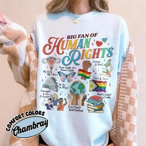 Big Fan Of Human Rights Shirt Comfort Colors, Equality Social Justice T Shirt, Gift For Activist, Rainbow LGBT Tee