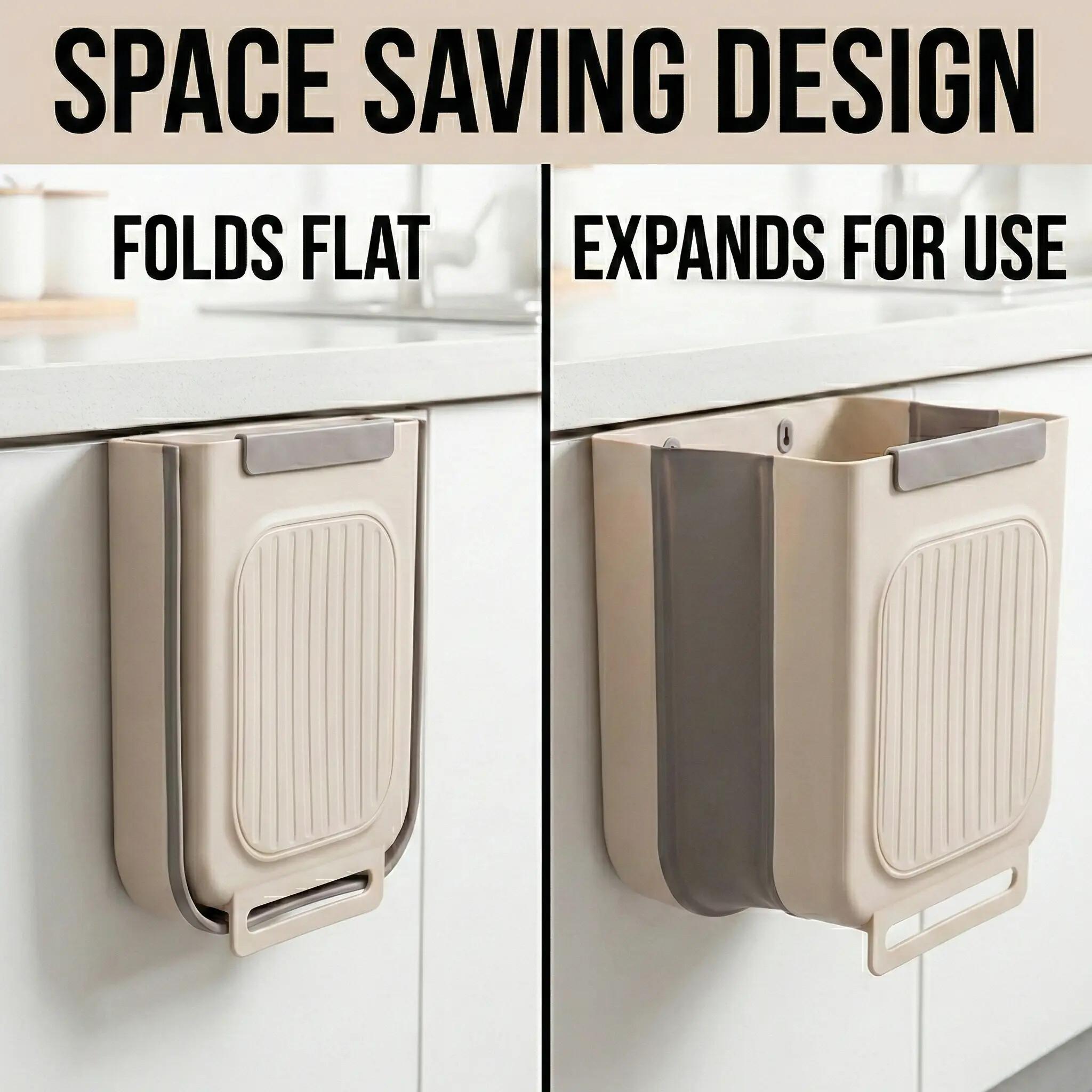 Foldable Kitchen Trash Can, Hanging Trash Bin, Space-saving Hanging Garbage Can for Kitchen Cabinets, Kitchen Accessories Trashcan