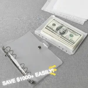 6 Pcs A6 Binder Pockets 📑 Waterproof Clear PVC Cash Envelopes with Crystal Clear Visibility | 6-Hole Punched Zipper Bags for Budgeting, Cards & Receipts | Universal Fit for A6 Ring Binders