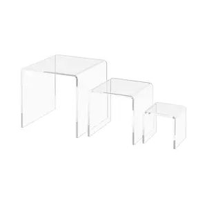 Riser Display Stands Clear Acrylic 2" 3" 4" High Retail Countertop Showcase Pedestals for Jewelry Stores and Boutiques 3 Pieces by 321 Plastics