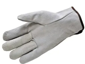 G & F 6050-3 Premium Split Cowhide Leather Straight Thumb Work Gloves, Drivers Gloves,