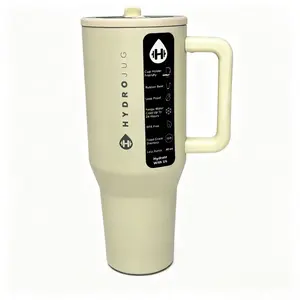 HydroJug 40oz  Traveler Tumbler - Vacuum Insulated Water Bottle with Straw & Rubber Base, Leakproof Lid, Perfect for On-the-Go Hydration, Cream/Off-White tiktokshopspringglowup bartender outdoorfun oval