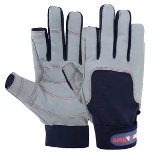 True Sailors Sailing Gloves 2 Cut Fingers Glove Blue Gray