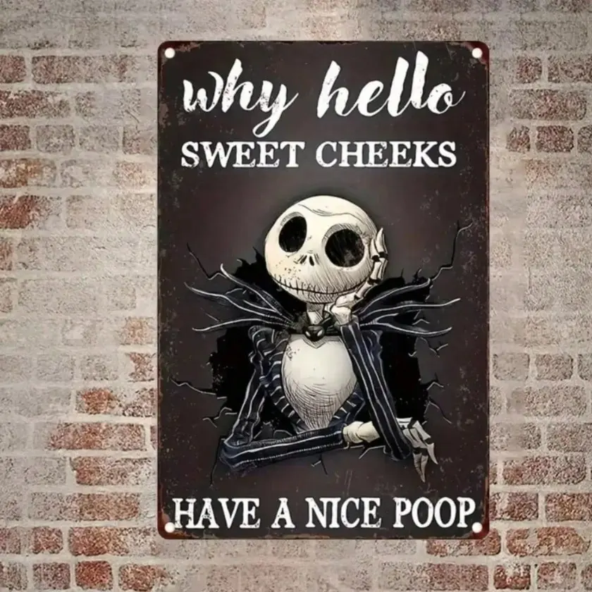 Spooky Halloween Jack Skellington Aluminum Sign for Home Wall Decor Indoor Home Decoration Outdoor Garden Patio Gothic Indoor Metal Art Novelty Decor Home Decor Products