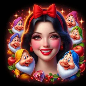 5D DIY Full Drill Round Diamond Painting - Diamond Art Kit Red Bow, Seven Dwarfs, Apple. Mosaic, Canvas - DIY Decorative Painting, Home Wall Decor, Suitable for Halloween and Christmas, Birthday and Anniversary Gifts.