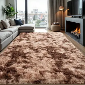 AAFKK Rugs For Living Room Bedroom, Area Rugs Fluffy Rug Carpet, Soft Shaggy Modern Floor Rug For Kids Boys Girls Room, Plush Fuzzy Dorm Rug For Home Decor Aesthetic, Tie-dye Brown