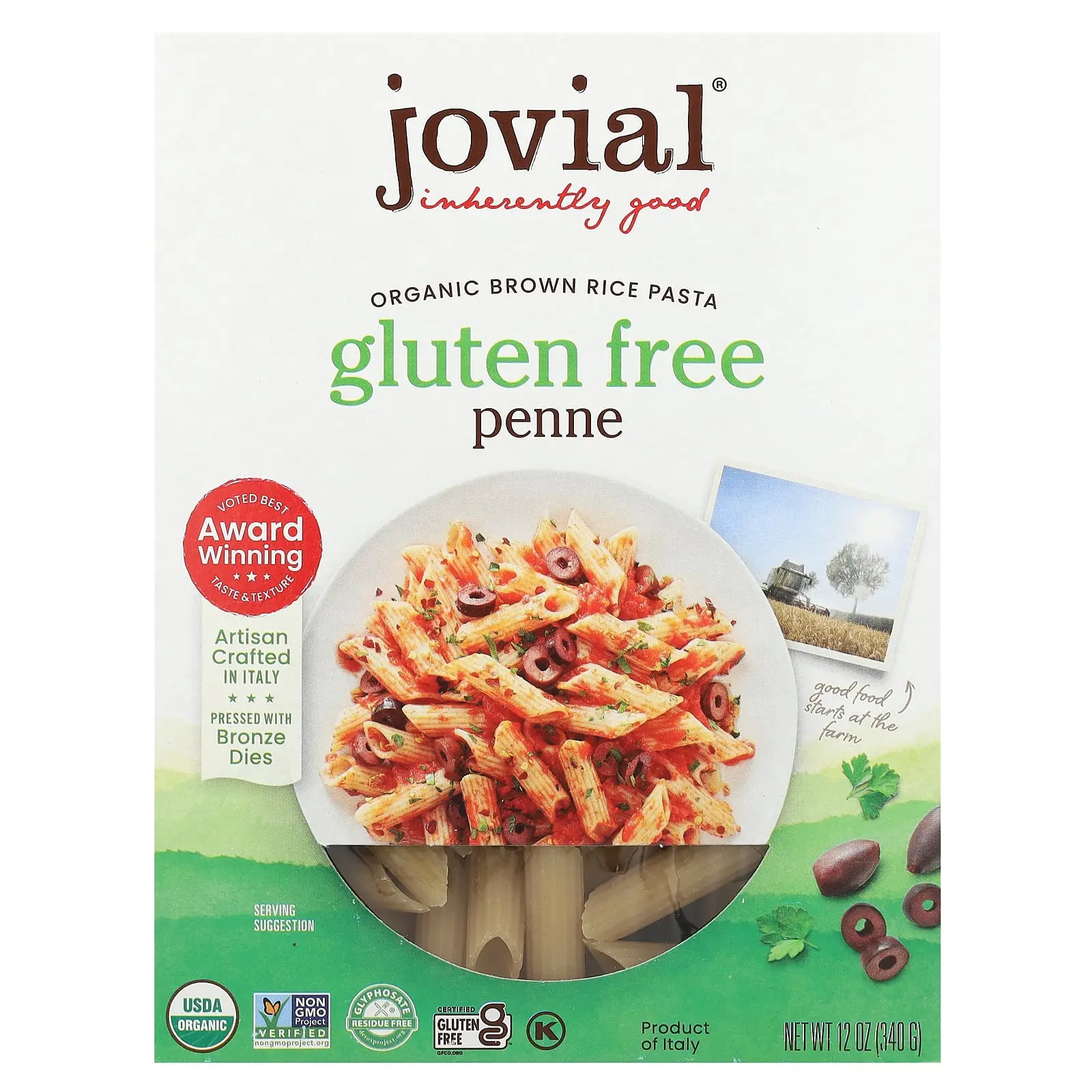 Jovial Organic Brown Rice Pasta, Penne, 12 oz (340 g)