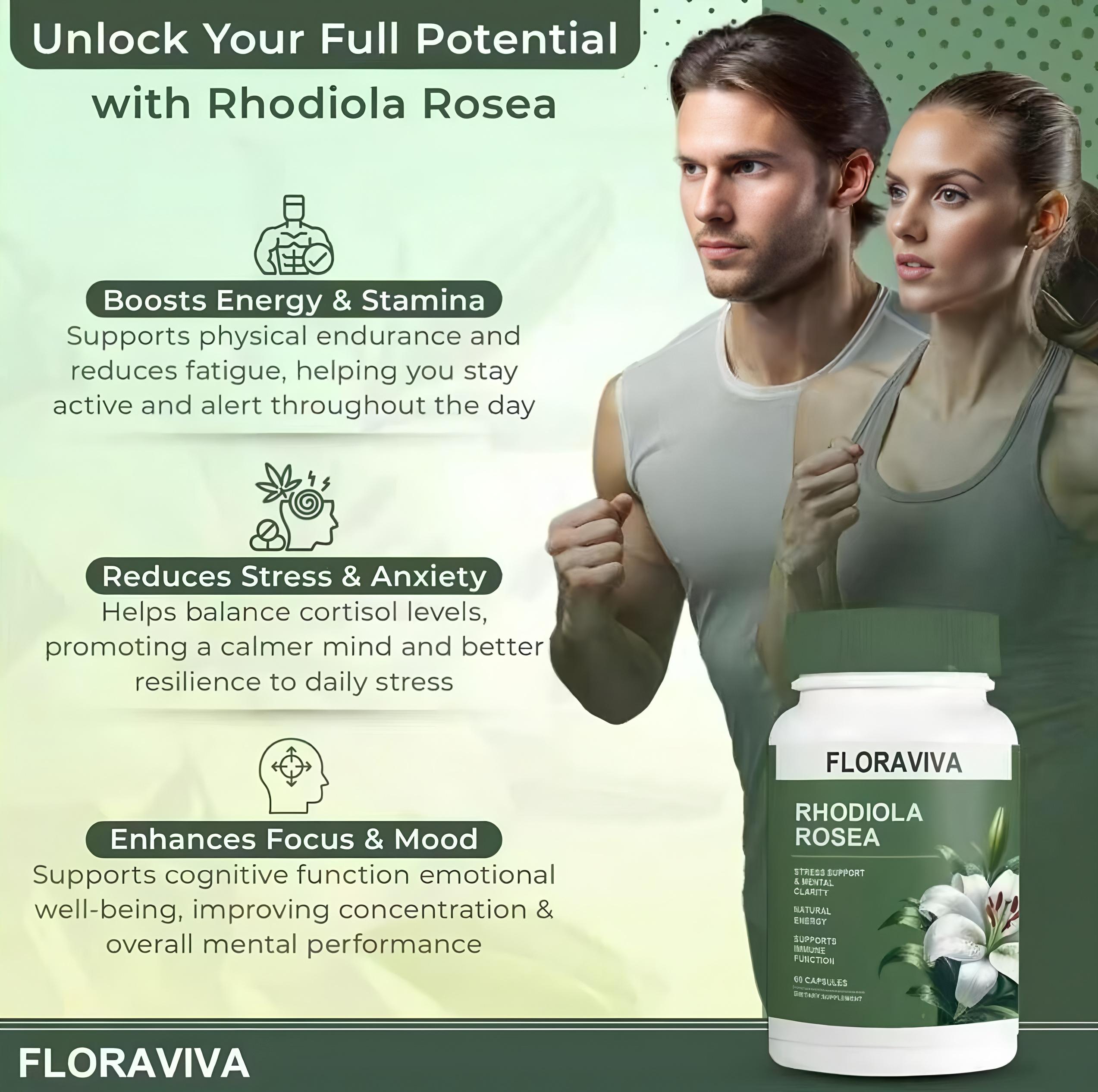 Customers' favorite  Floraviva Rhodiola Rosea Capsules - 60 Count for Stress Support Mental Clarity & Natural Energy - Supports Immune Function Healthcare, Supplement, Edible, Fitness, Dietary, Vitamin, Bathroom
