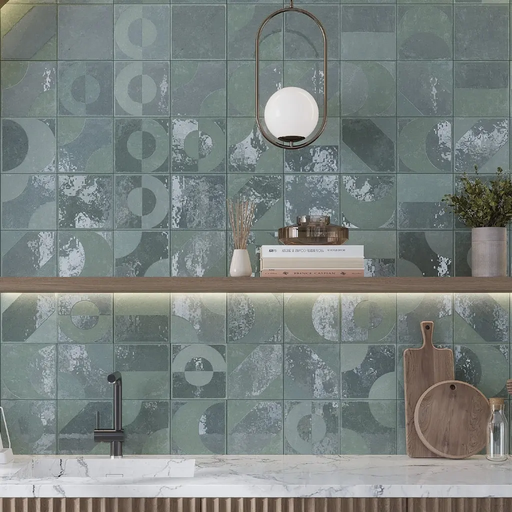 Muted Sage Green 8x8 Matte, Glossy Square Motif Porcelain Tile (29 pack, 12.49 sq ft/case)