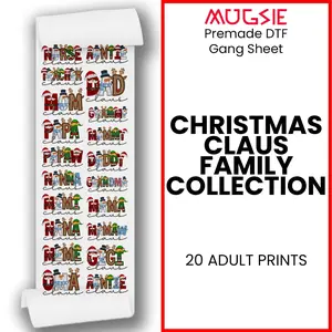 Christmas DTF Transfers - Santa Claus Family Gang Sheet - 20 Designs Ready to Press