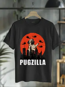 100% Cotton Unisex Pug Shirt Funny Pug Owner Pugzilla Dog Lover Funny T-Shirt Graphic Printed Vintage Casual Tshirt