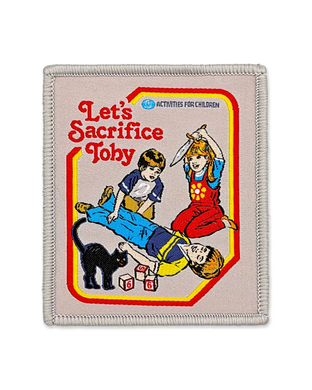 Officially-Licensed Let's Sacrifice Toby Dark Humor Woven Embroidery Jacket Patch - 3" x 2.5" High-Detail Thread Textile Accessory, Original Art Preservation, Sewing Supplies Add-On, Casual Wear Decor, Activities for Children Item