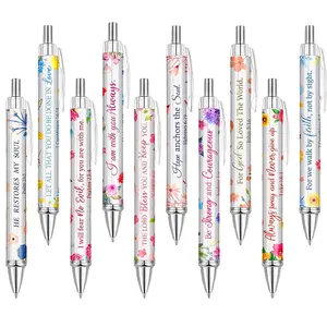 10 Pcs Bible Verse Ballpoint Pens, Christian Christmas Gifts, Inspirational Quotes, Funny Retractable Ink Pens for Women Men Colleagues, Aesthetic Pens, Pen Set