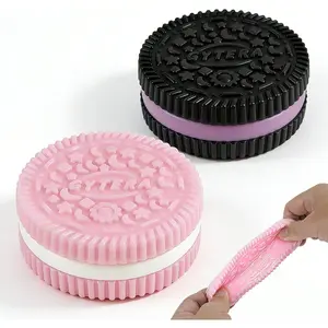 Gytera Sticky Cookie Squishies Fidget Adults, Squeeze Fidget for Autism, Stress Balls for Adults Fidgets Birthday Easter Basket Stuffers(2 Pack Pink Black)