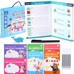 Magic Grooved Writing Practice Books for Kids Ages 3-8, Reusable 3D Handwriting Workbooks Set with Disappearing Ink Pens & Soft Pen Grips, Large Preschool Tracing Books, Mother's Day Deal