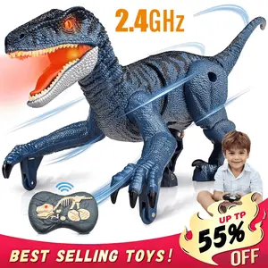 RC Dinosaur Toy for Kids,2.4GHz RC Velociraptor with Skeleton Design,Realistic Roar,LED Eyes & Walking Action,Inspire Creativity | Interactive Gift for Boys & Girls Age 3+