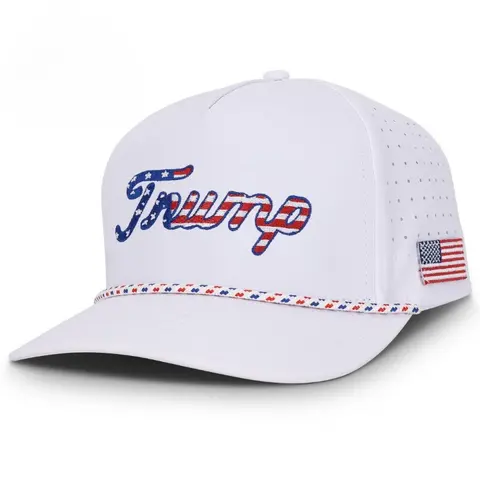 CURVES & CLUBS White Trump Golf Hat - Unisex Adjustable All-Seasons One Size Embroidered Funny Hat with Moisture-Wick Cotton Band, High-Quality USA-Made, Humorous Design for Golf Enthusiasts, Great for Gifting