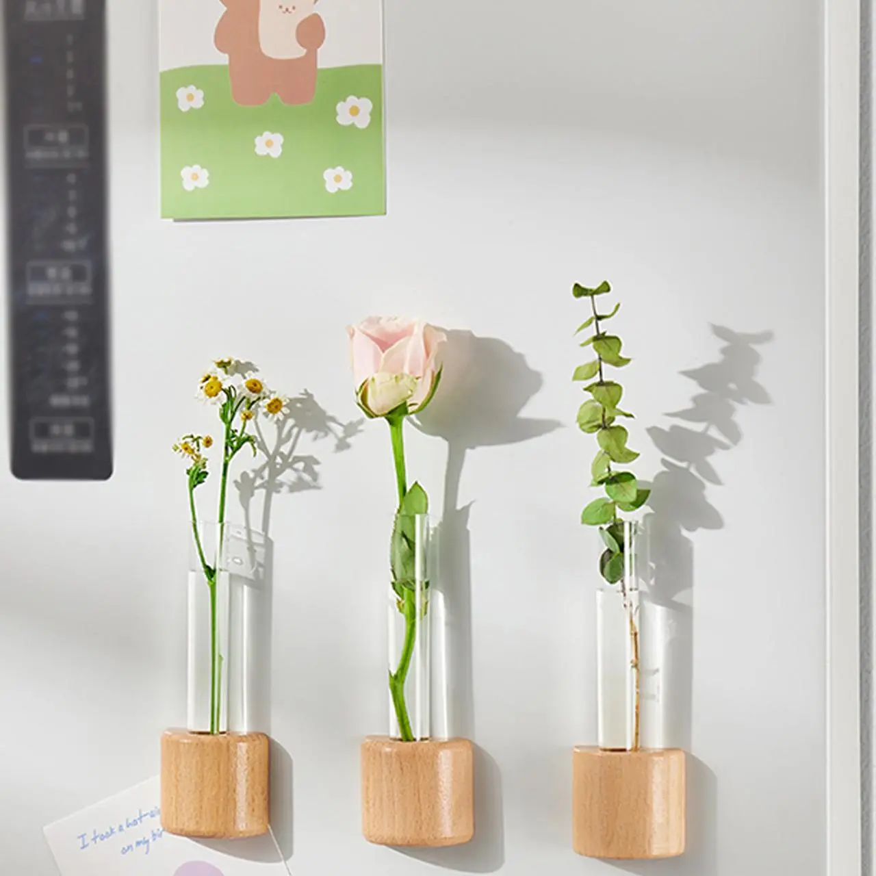 Magnetic Hydroponics Vase, Wooden Base Hydroponics Plant Vase, Desktop Plant Holder, Home Decor Supplies for Living Room Bedroom Office, Ornaments, Home Decorative Vase, Decoration, Decorative Vases For Home Decor