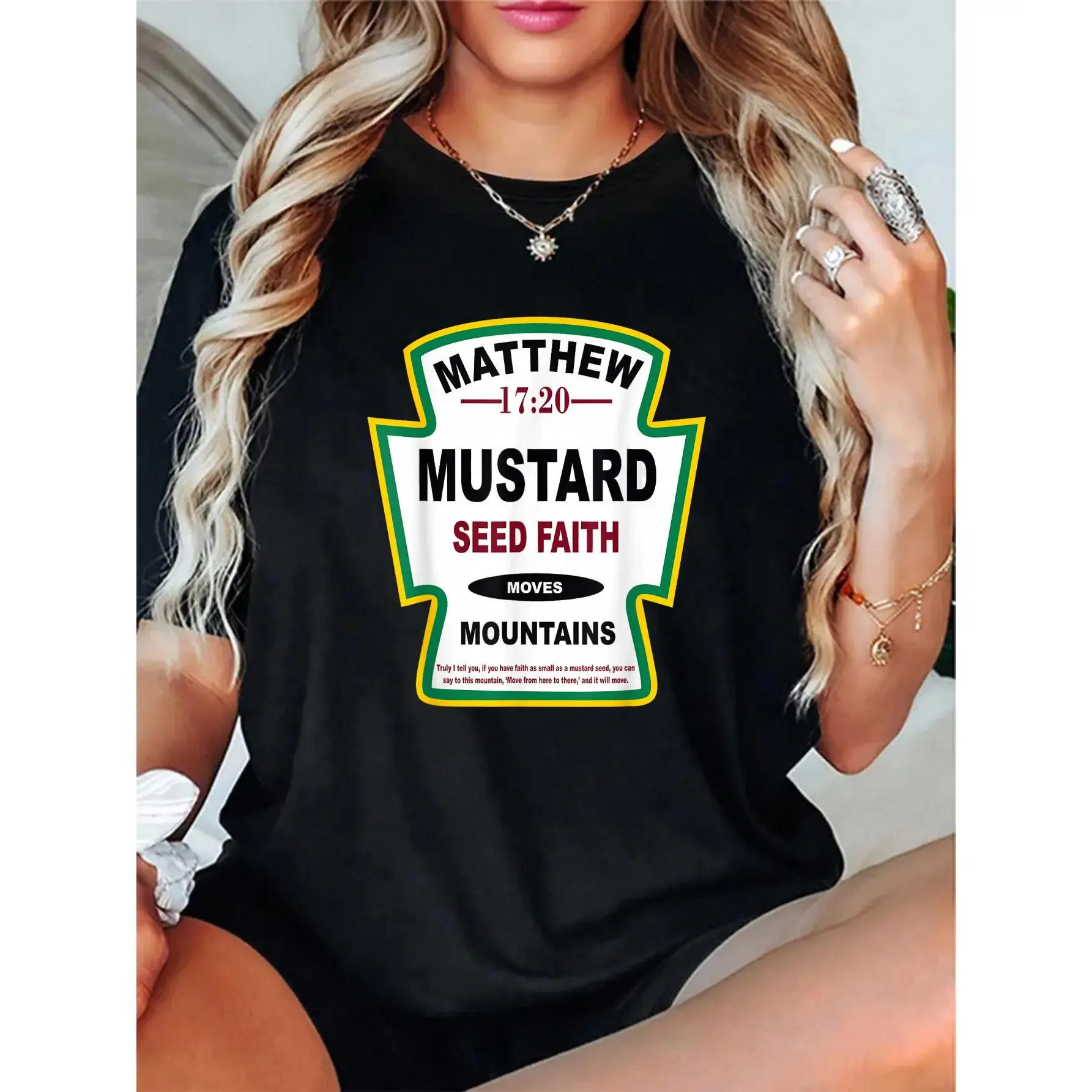 100% Cotton Unisex Mustard Seed Faith Matthew 17:20 Christian Condiment Group T-Shirt - Believe In Yourself Tee – Soft Touch, Streetwear