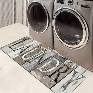 Laundry Room Long Rug, Velvet Material, Non-Slip Bottom, Decorative Mat for Laundry Room, Hallway, Bedroom, Kitchen, Bathroom