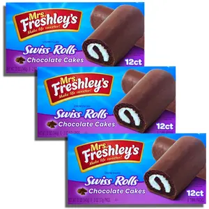 Mrs. Freshley's Mrs. Freshley's Swiss Rolls Snack Cakes, Pack of 3 (36 Total cakes)