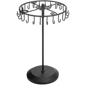 Rotating Necklace Holder Jewelry Organizer Display Stand 14-Inch with 23 Hooks Short Black, 8.27*5.9*13.8inch for Jewelry Storage and Display