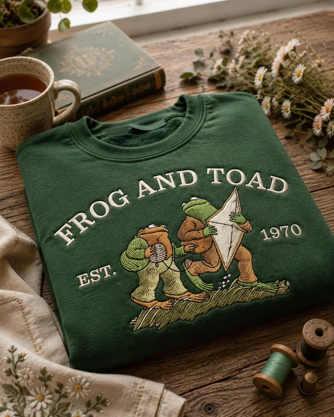 Frog and Toad Embroidered Sweatshirt, Vintage Book Crewneck, Funny Frog Shirt, Gift for Bookish Booktok