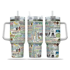 Psych Quotes 40oz with Handle/ 20oz no Handle Tumbler, Funny TV Show Quote Cup, Spencer Gus Fan Gift, Stainless Steel Travel Mug