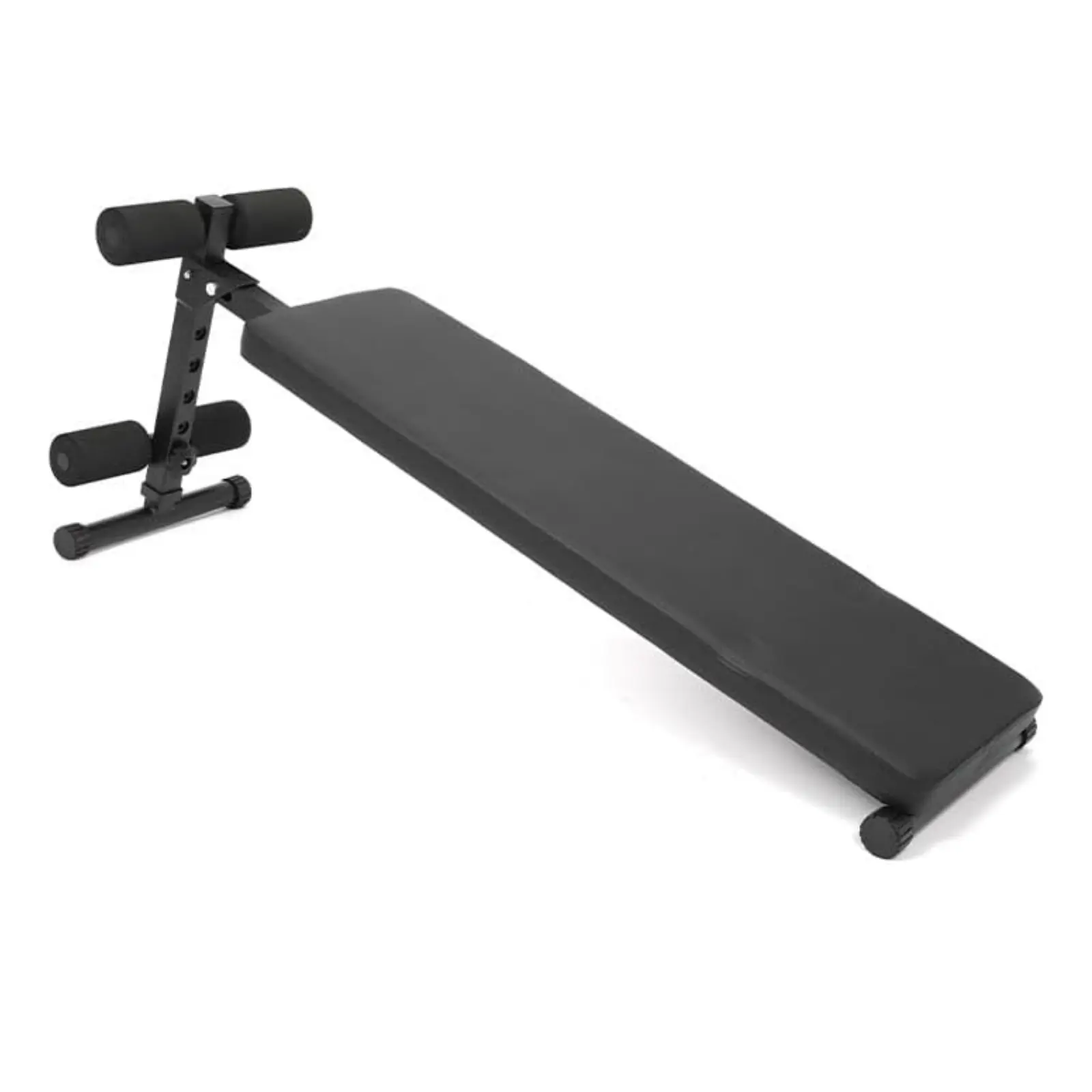 Foldable Abs Workout Bench for Home Gym - 5 Adjustable Incline Levels, Functional Steel Frame, Comfortable Padding, Foam Rollers, 220lb Capacity, Easy-Clean, Black Weight Training Core Fitness Equipment