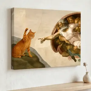 Funny Cat   Renaissance Inspired Meme Poster Classic  Parody Canvas Print Cute Cat Humor   Aesthetic Room  for Bedroom Living Room Office  Quirky  Hanging Unique Gag Gift Idea for Cat Lovers Friends Home  wall decor Elegant Glass Crystal Rose art