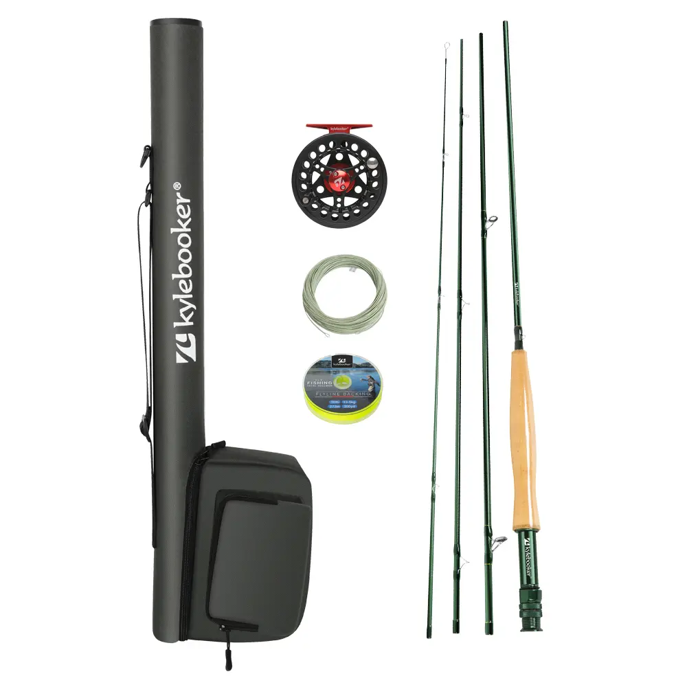 Kylebooker Fly Fishing Rod and Reel Combo Starter Kit, 3/4/5/6/7/8 WT Carbon Fiber Rod, 8ft Medium-Fast Action with Pre-Loaded Aluminum Reel and Travel Case, Built for Trout and Panfish, Fishing Rods